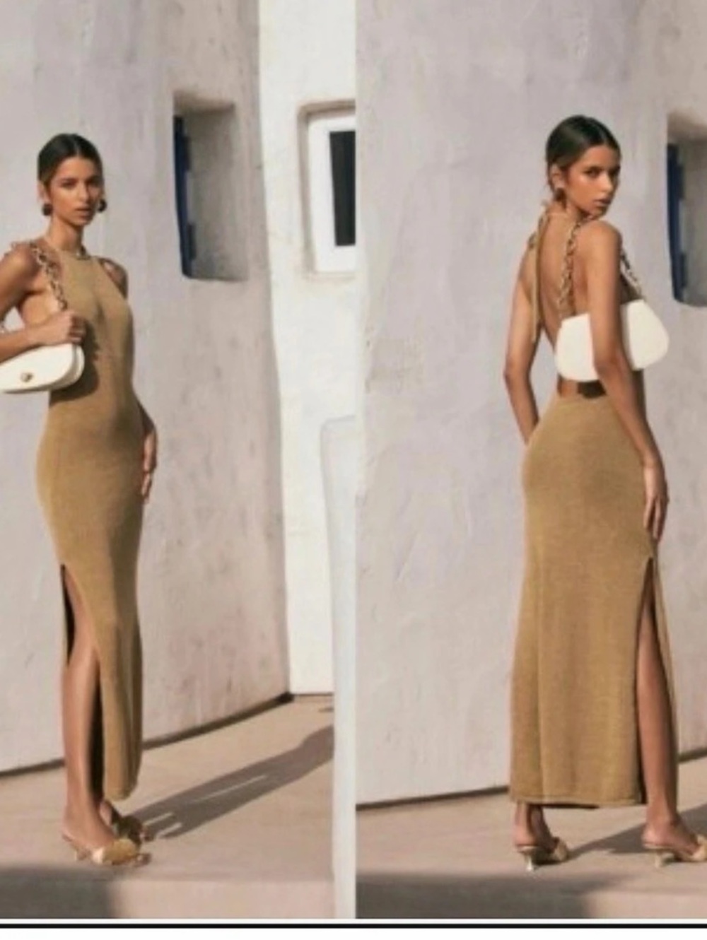 cult gaia Brown Halter Maxi Dress Size Large Like New